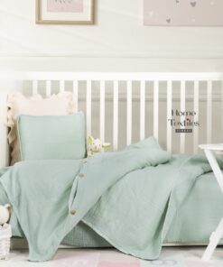 Müslin Kumaştan Bebek Nevresim Takımı Su Yeşili