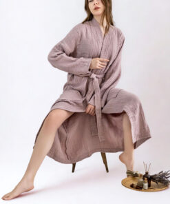 Gül Kurusu Müslin Bornoz